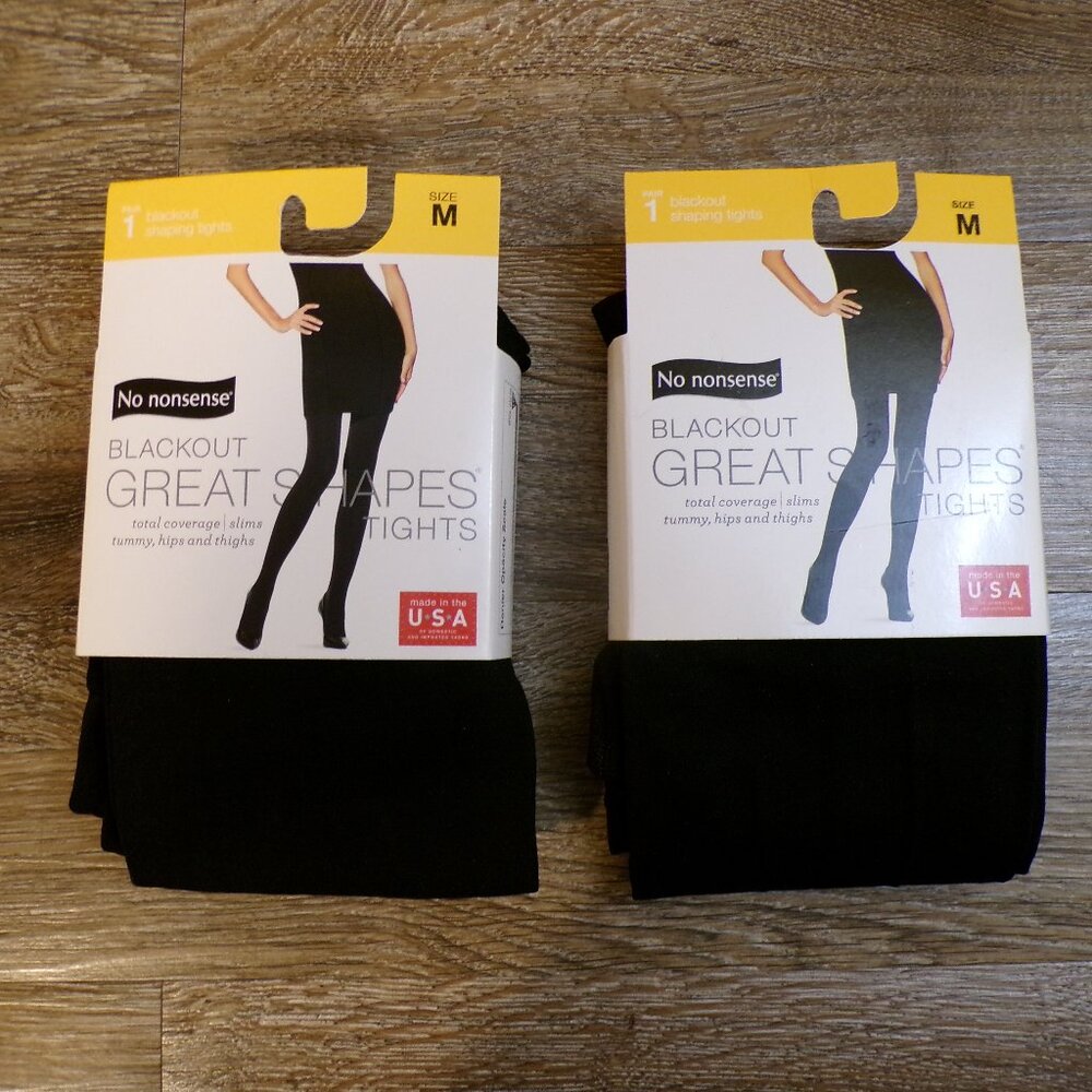 No nonsense 2 Pairs Women's NWT Blackout Shaping Tights Black Size Medium